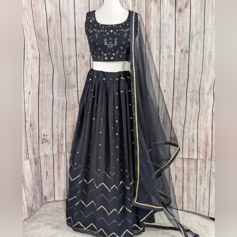 Black and Gold lehenga choli
